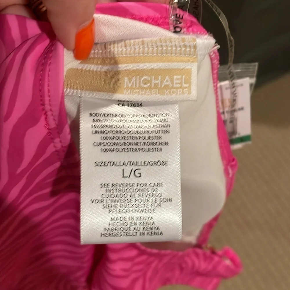 Michael Kors Vibrant Pink Zebra Bikini Top